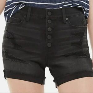 American Eagle 🦅 Women’s Black Ripped Denim Shorts size 00